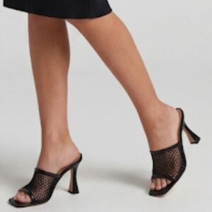 Roberto Festa Heeled Mesh Mules In Black Size 8.5/38.5